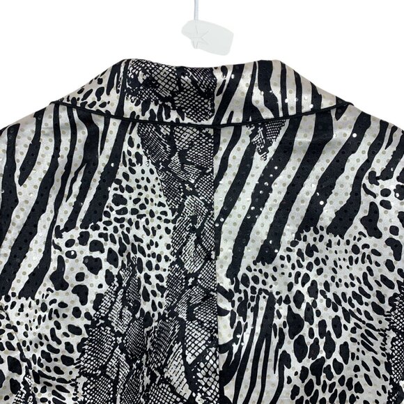 JOSEPH RIBKOFF Womens Sequin Jacket Sz 14 Animal Print Black White  Lined - Picture 9 of 16